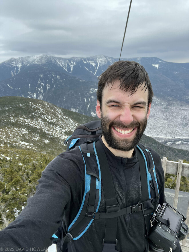 A summit selfie from the radio tower on Cannon Mountain