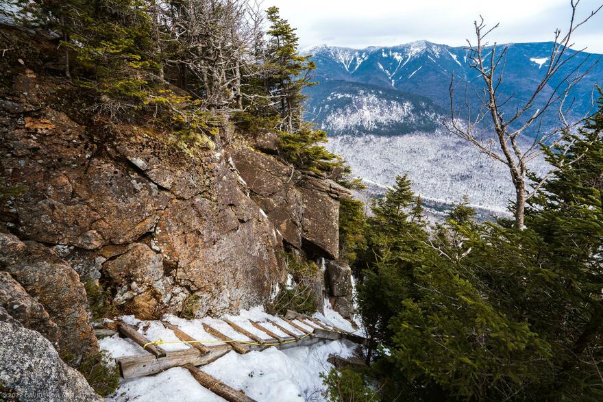 The ladder on the Hi-Cannon trail in Franconia Notch State Park, NH